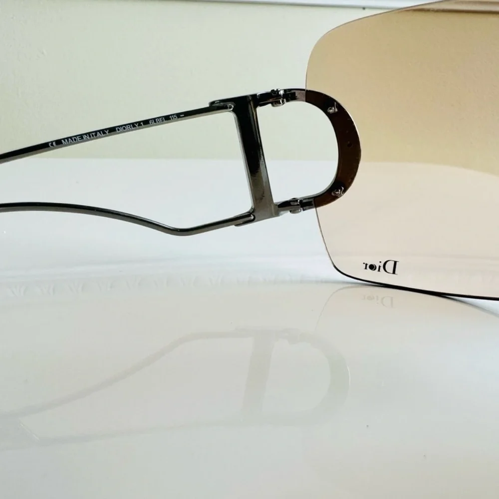 RARE 🧚🏻‍♀️ Vintage Dior Rimless Diorly 1 light brown sunglasses. - Picture 3 of 5